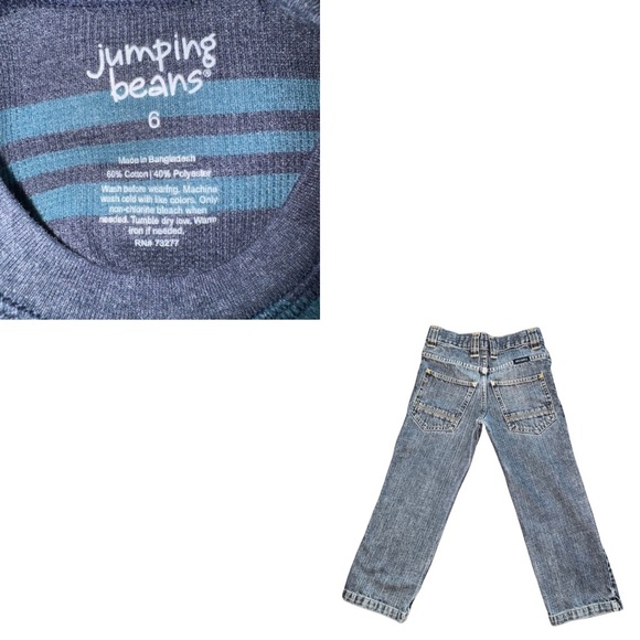 Wrangler Blue and Gray Striped Long Sleeve Tee Set - Picture 3 of 3